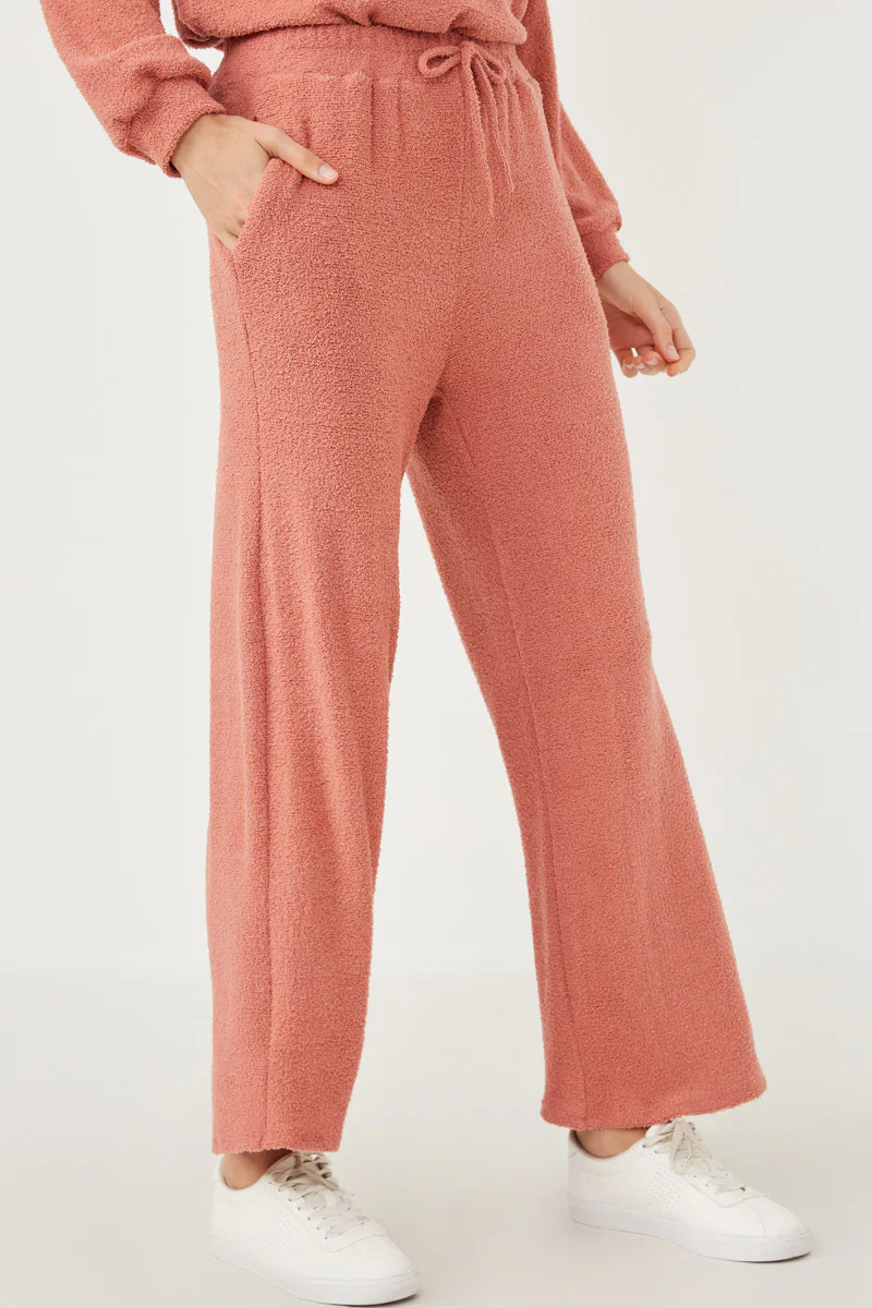 Elastic Waist Drawstring Wideleg Fleece Pants - Image 15